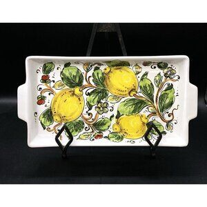 Nova Deruta Italian Pottery Lemon Appetizer Tray 12" Handled Serving Plate
